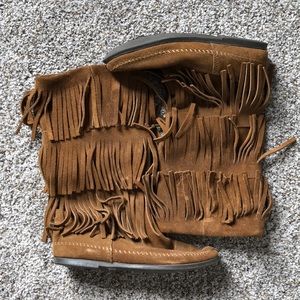 Minnetonka fringe boots.